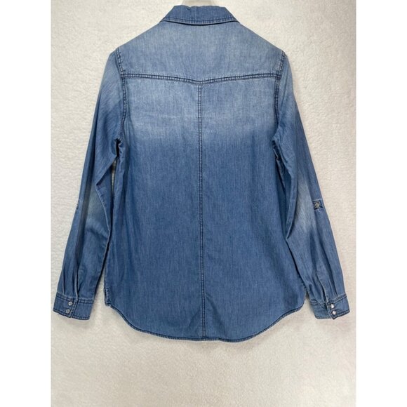 Earl Jean Women's Small Long Sleeve Pearl Snap Up 100% Cotton Denim Shirt - Picture 5 of 11